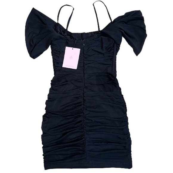 NWT Hello Molly Being Me Mini Dress Black XS Off Shoulder Fitted Party - Picture 6 of 9